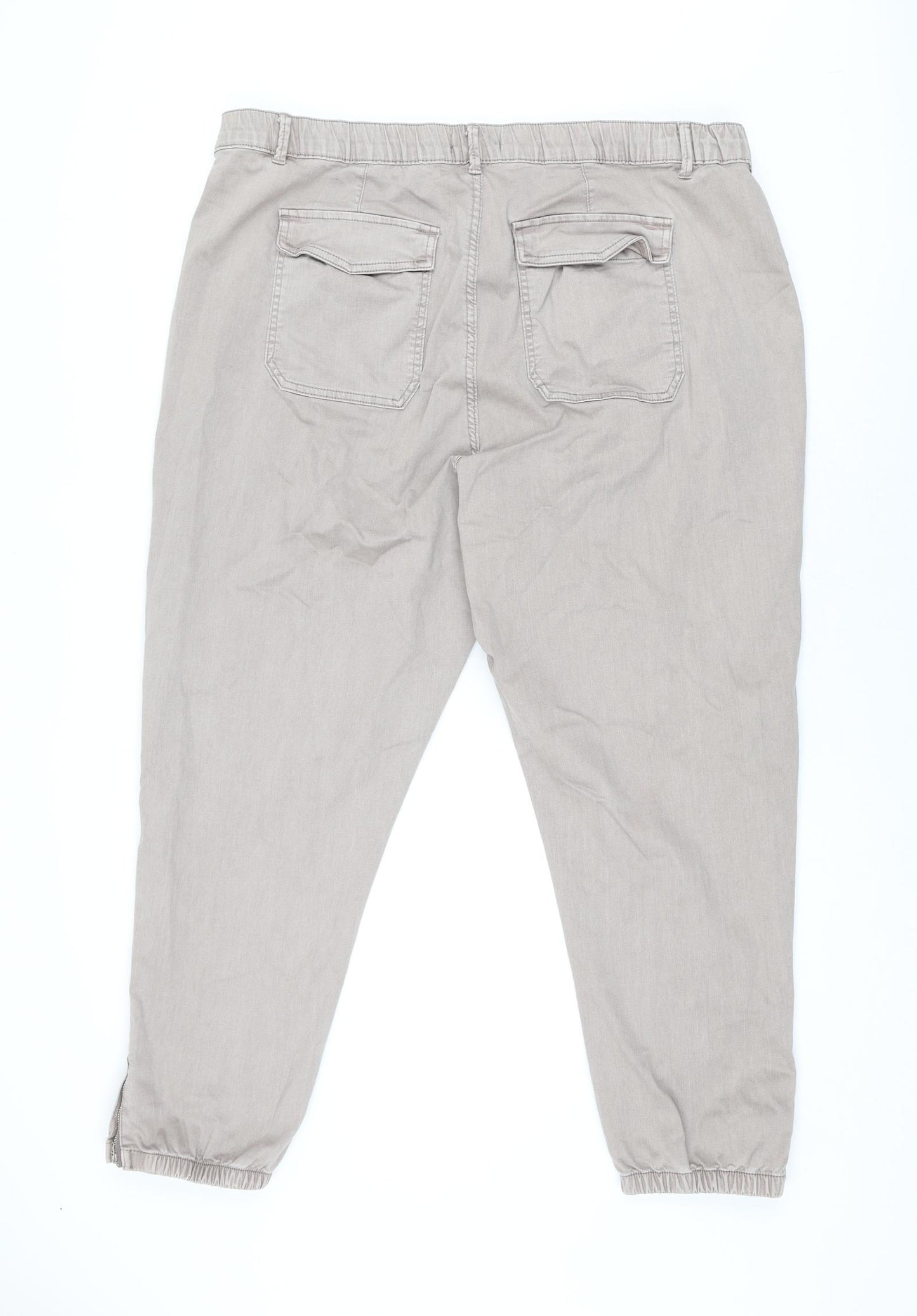 Marks and Spencer Womens Brown Cotton Trousers Size 22 L27 in Regular Zip