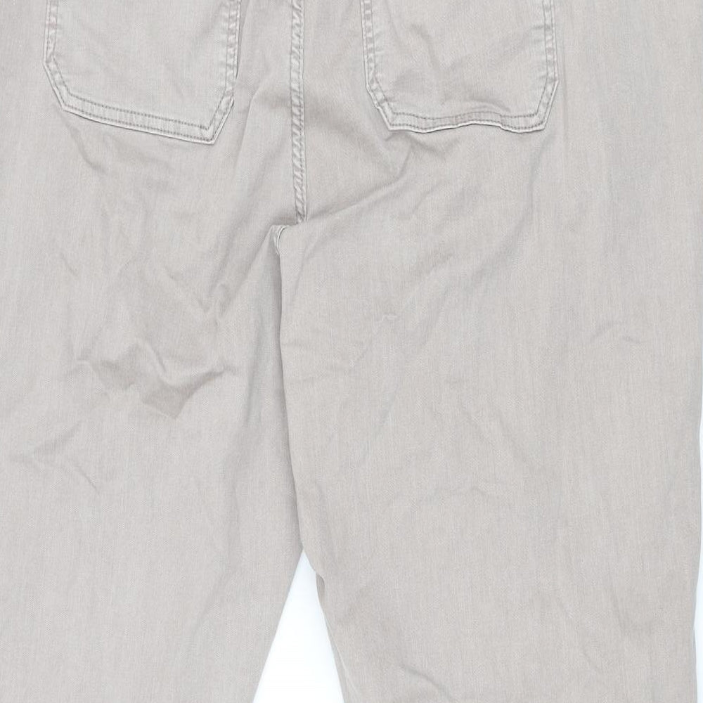 Marks and Spencer Womens Brown Cotton Trousers Size 22 L27 in Regular Zip