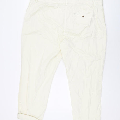 Marks and Spencer Womens Ivory Cotton Chino Trousers Size 22 L26.5 in Regular Zip