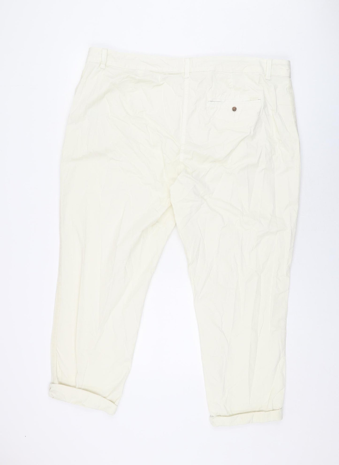 Marks and Spencer Womens Ivory Cotton Chino Trousers Size 22 L26.5 in Regular Zip