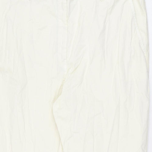 Marks and Spencer Womens Ivory Cotton Chino Trousers Size 22 L26.5 in Regular Zip