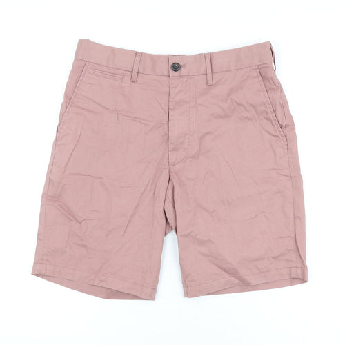 Marks and Spencer Mens Brown Cotton Chino Shorts Size 30 in L9 in Regular Zip