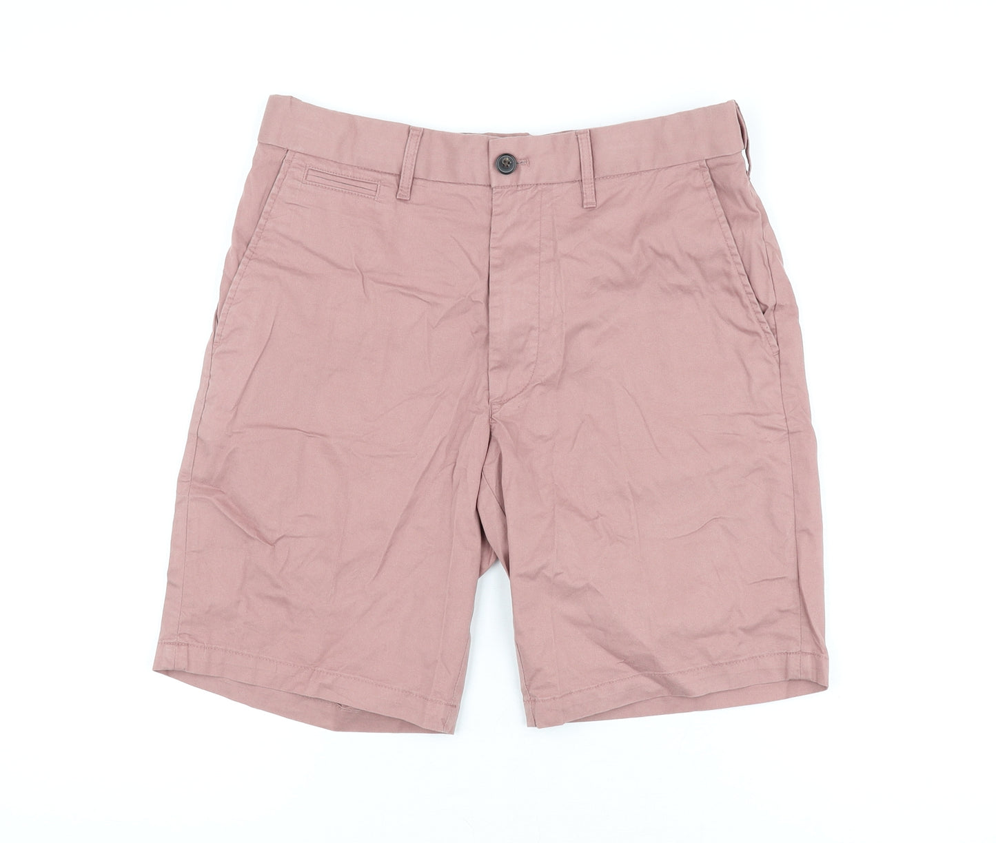 Marks and Spencer Mens Brown Cotton Chino Shorts Size 30 in L9 in Regular Zip