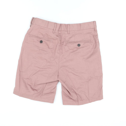 Marks and Spencer Mens Brown Cotton Chino Shorts Size 30 in L9 in Regular Zip