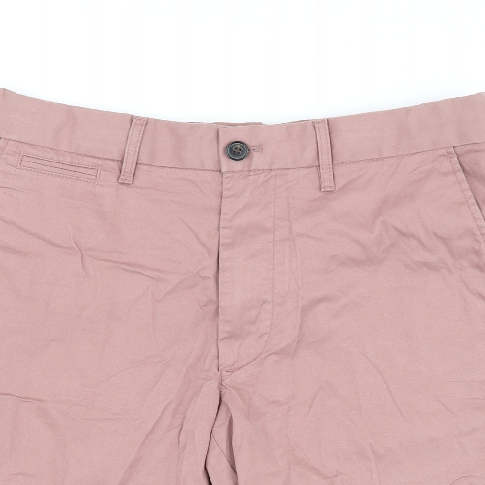 Marks and Spencer Mens Brown Cotton Chino Shorts Size 30 in L9 in Regular Zip