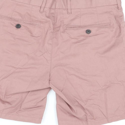Marks and Spencer Mens Brown Cotton Chino Shorts Size 30 in L9 in Regular Zip