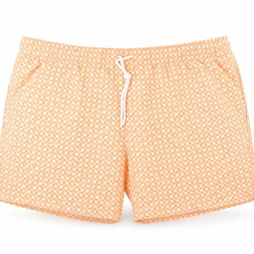 Marks and Spencer Mens Orange Geometric Polyester Bermuda Shorts Size 3XL Regular Drawstring - Swim Shorts