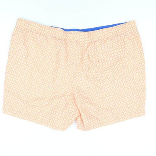 Marks and Spencer Mens Orange Geometric Polyester Bermuda Shorts Size 3XL Regular Drawstring - Swim Shorts