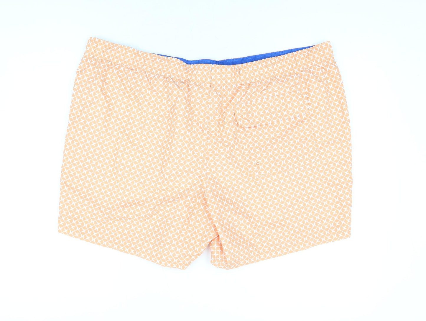 Marks and Spencer Mens Orange Geometric Polyester Bermuda Shorts Size 3XL Regular Drawstring - Swim Shorts