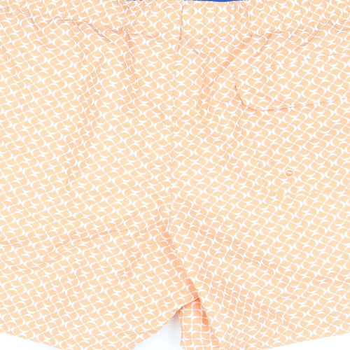 Marks and Spencer Mens Orange Geometric Polyester Bermuda Shorts Size 3XL Regular Drawstring - Swim Shorts