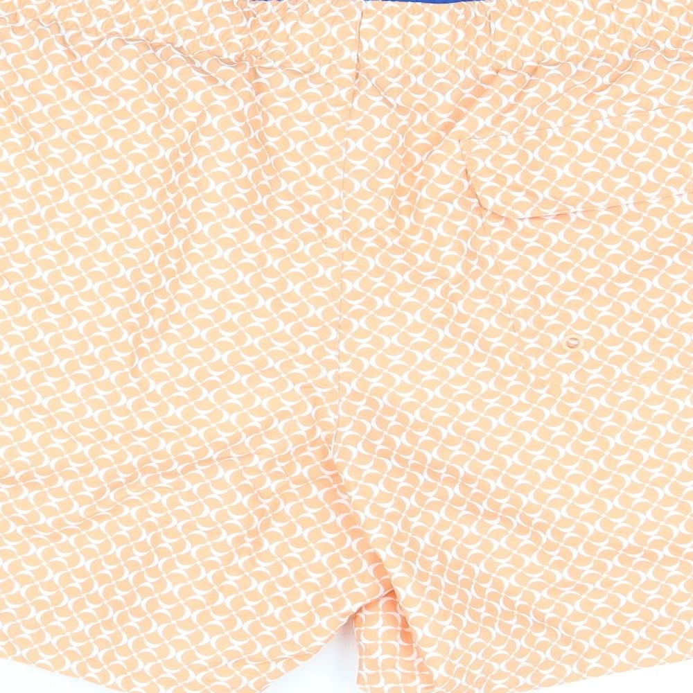 Marks and Spencer Mens Orange Geometric Polyester Bermuda Shorts Size 3XL Regular Drawstring - Swim Shorts