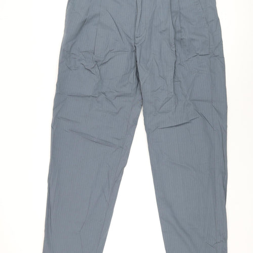 Marks and Spencer Mens Grey Cotton Trousers Size 40 in L33 in Regular Zip