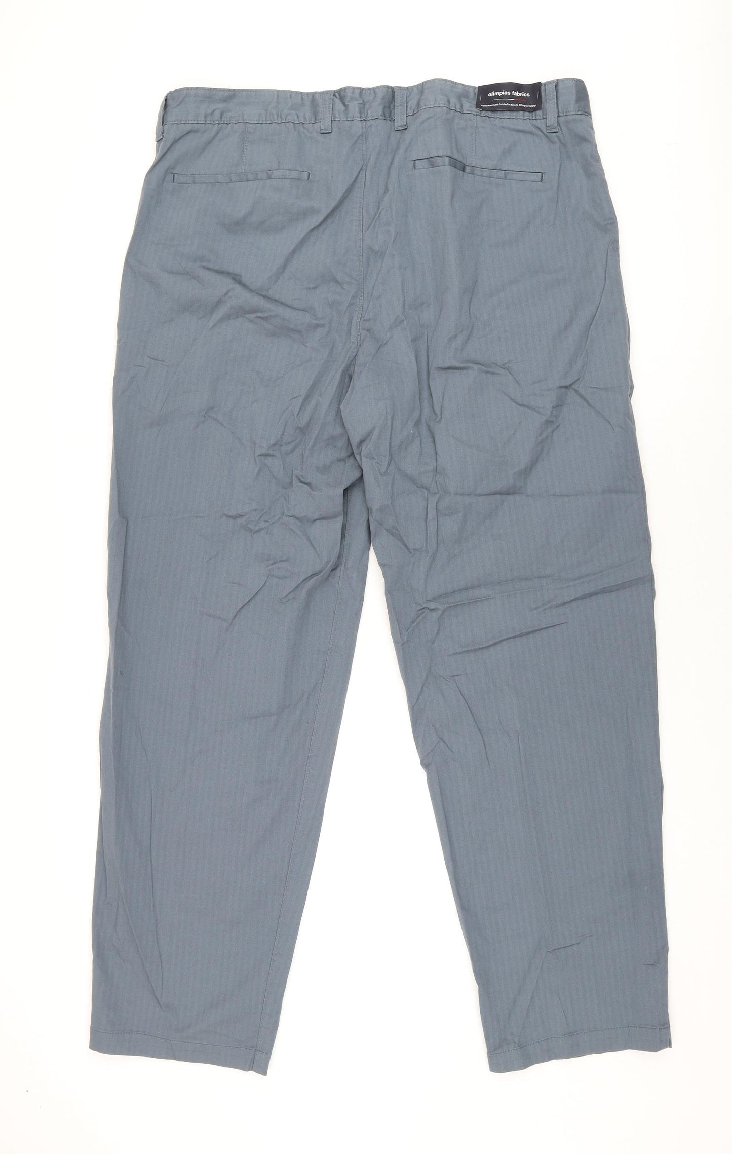 Marks and Spencer Mens Grey Cotton Trousers Size 40 in L33 in Regular Zip