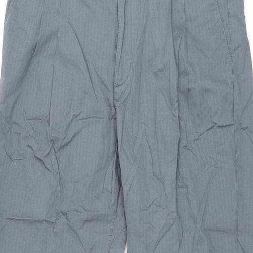 Marks and Spencer Mens Grey Cotton Trousers Size 40 in L33 in Regular Zip