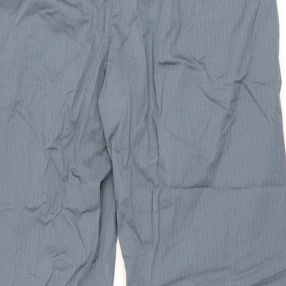 Marks and Spencer Mens Grey Cotton Trousers Size 40 in L33 in Regular Zip
