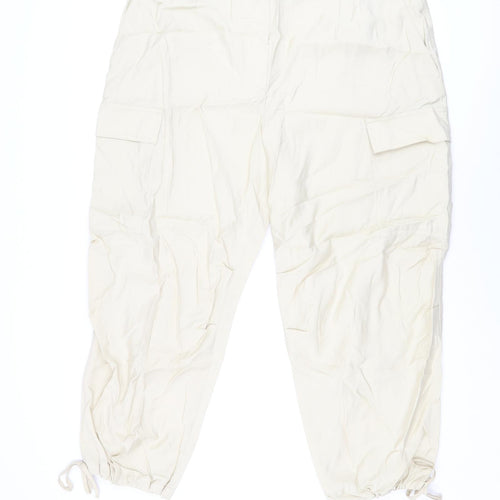 Marks and Spencer Womens Beige Modal Cargo Trousers Size 20 L26.5 in Regular Zip
