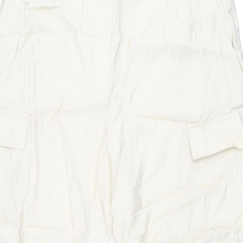 Marks and Spencer Womens Beige Modal Cargo Trousers Size 20 L26.5 in Regular Zip