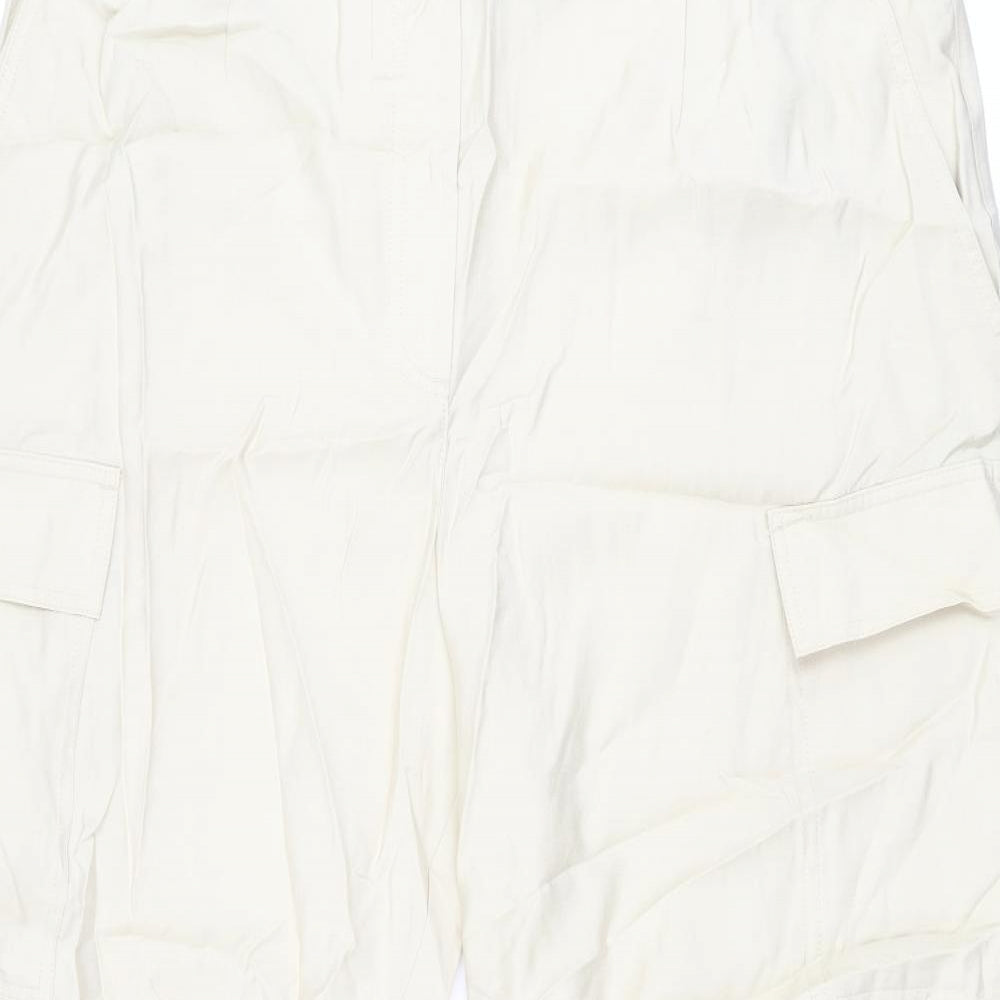 Marks and Spencer Womens Beige Modal Cargo Trousers Size 20 L26.5 in Regular Zip