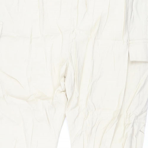 Marks and Spencer Womens Beige Modal Cargo Trousers Size 20 L26.5 in Regular Zip