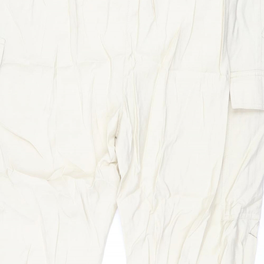 Marks and Spencer Womens Beige Modal Cargo Trousers Size 20 L26.5 in Regular Zip