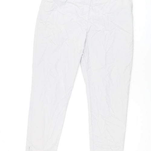 Marks and Spencer Womens Grey Cotton Chino Trousers Size 18 L29 in Regular Zip