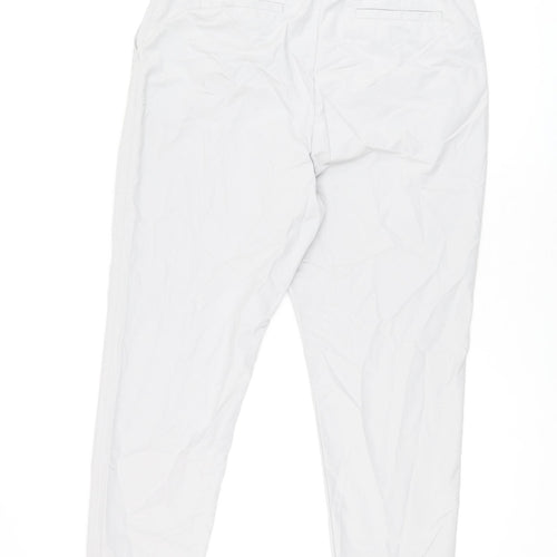 Marks and Spencer Womens Grey Cotton Chino Trousers Size 18 L29 in Regular Zip