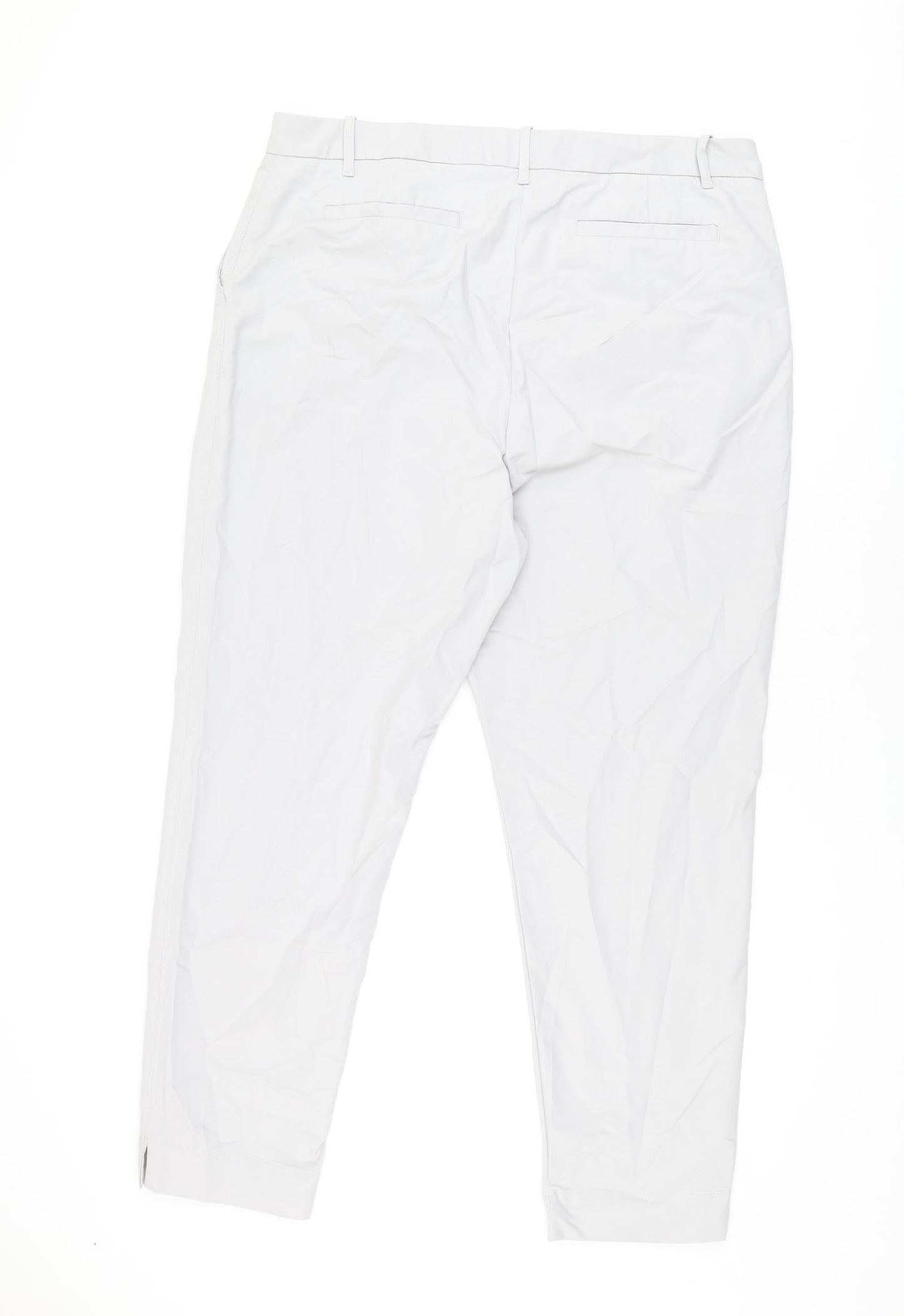 Marks and Spencer Womens Grey Cotton Chino Trousers Size 18 L29 in Regular Zip