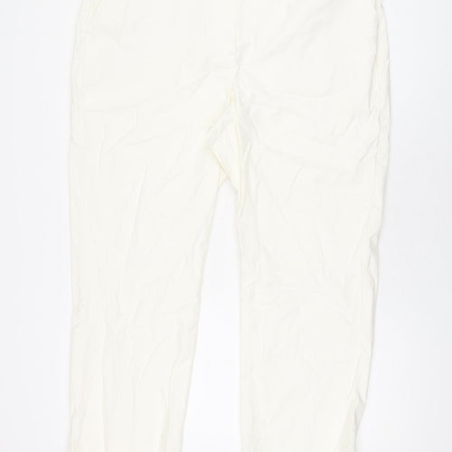 Marks and Spencer Womens White Cotton Chino Trousers Size 20 L27 in Regular Zip
