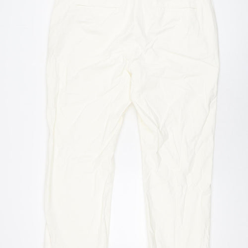 Marks and Spencer Womens White Cotton Chino Trousers Size 20 L27 in Regular Zip
