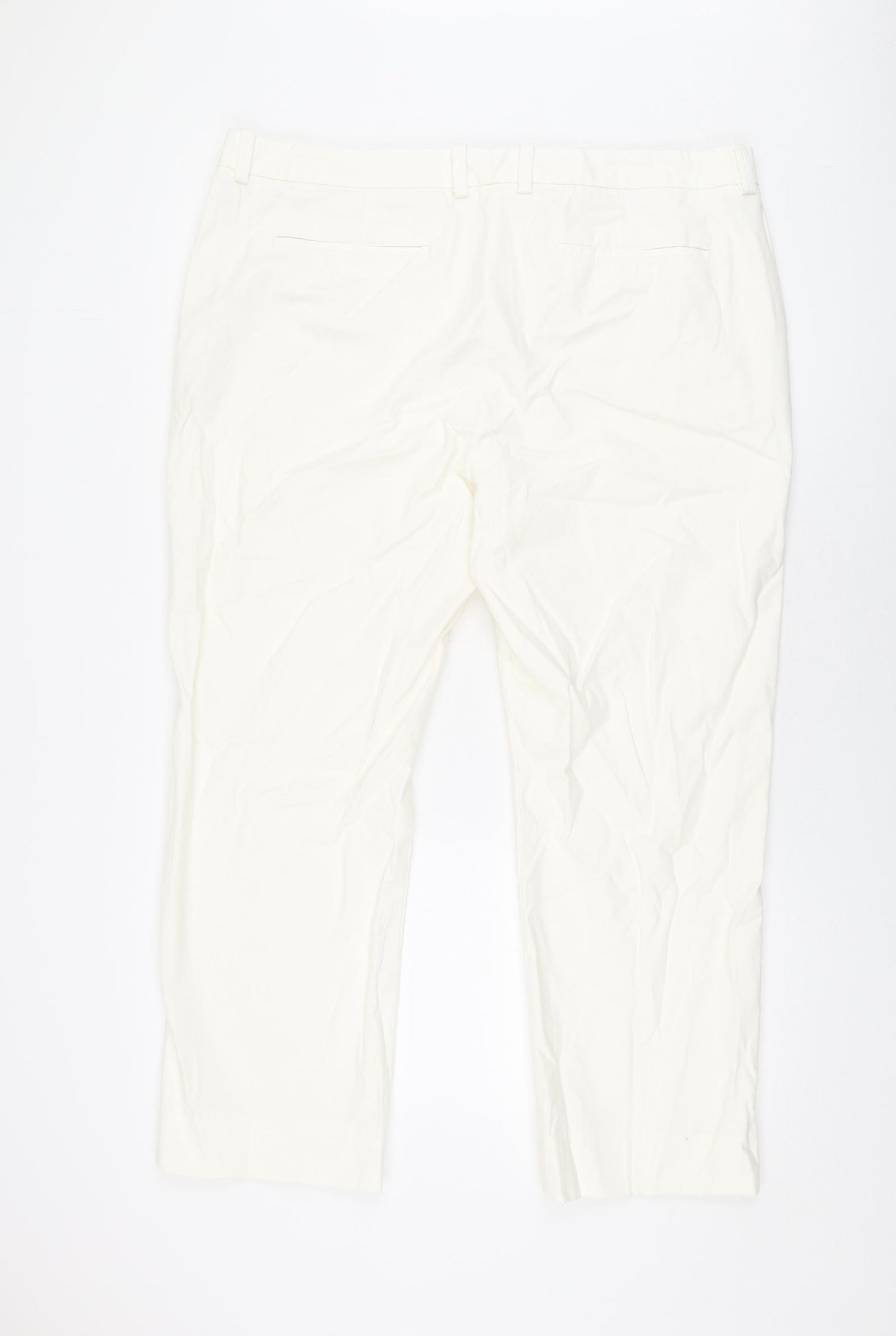Marks and Spencer Womens White Cotton Chino Trousers Size 20 L27 in Regular Zip