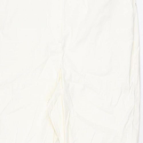 Marks and Spencer Womens White Cotton Chino Trousers Size 20 L27 in Regular Zip