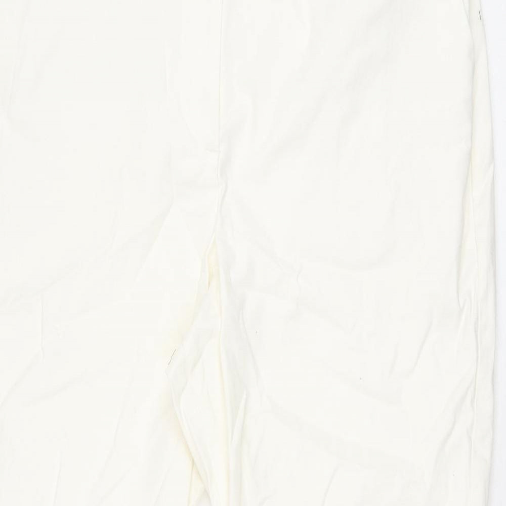 Marks and Spencer Womens White Cotton Chino Trousers Size 20 L27 in Regular Zip