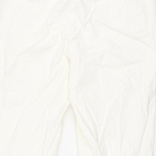 Marks and Spencer Womens White Cotton Chino Trousers Size 20 L27 in Regular Zip