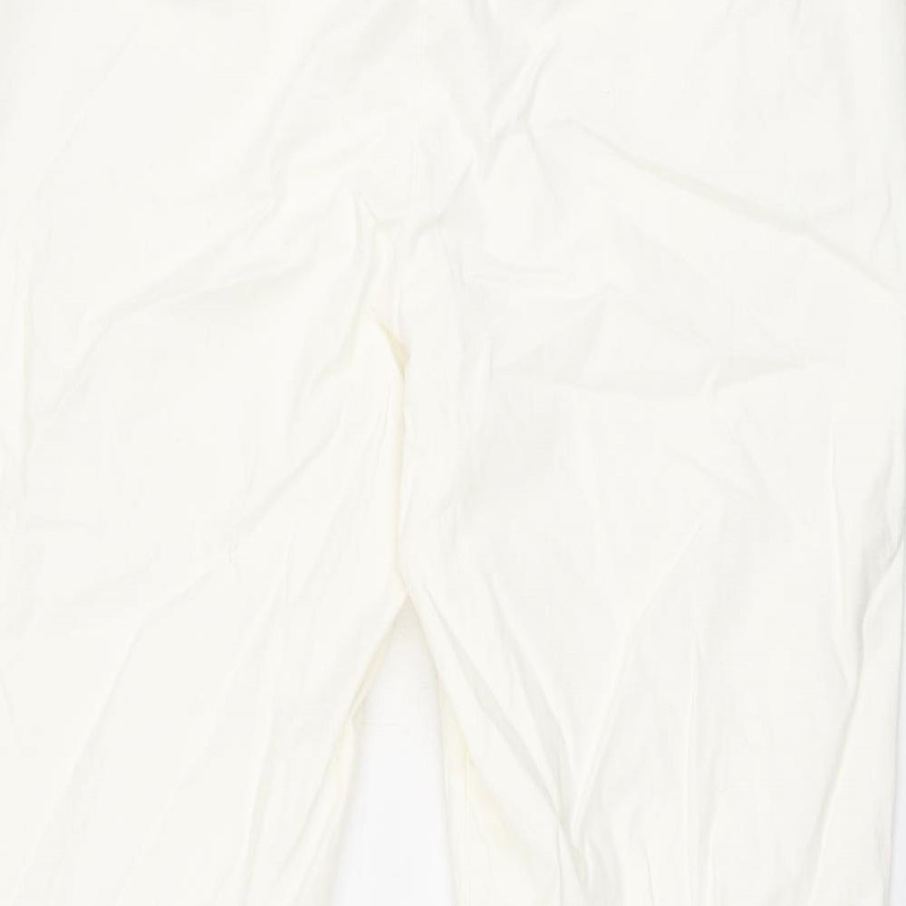 Marks and Spencer Womens White Cotton Chino Trousers Size 20 L27 in Regular Zip