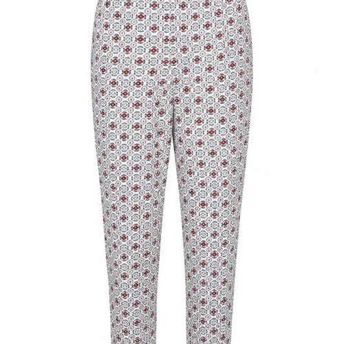 Marks and Spencer Womens Ivory Geometric Viscose Trousers Size 8 L29 in Regular
