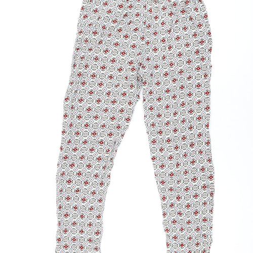 Marks and Spencer Womens Ivory Geometric Viscose Trousers Size 8 L29 in Regular