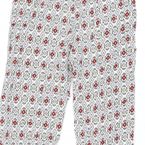 Marks and Spencer Womens Ivory Geometric Viscose Trousers Size 8 L29 in Regular