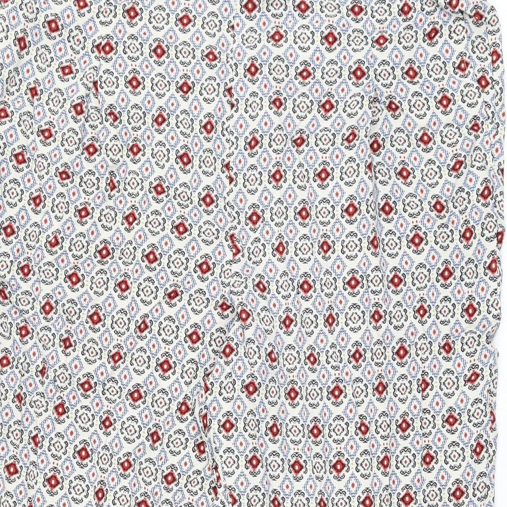 Marks and Spencer Womens Ivory Geometric Viscose Trousers Size 22 L26.5 in Regular