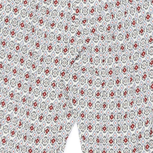 Marks and Spencer Womens Ivory Geometric Viscose Trousers Size 22 L26.5 in Regular