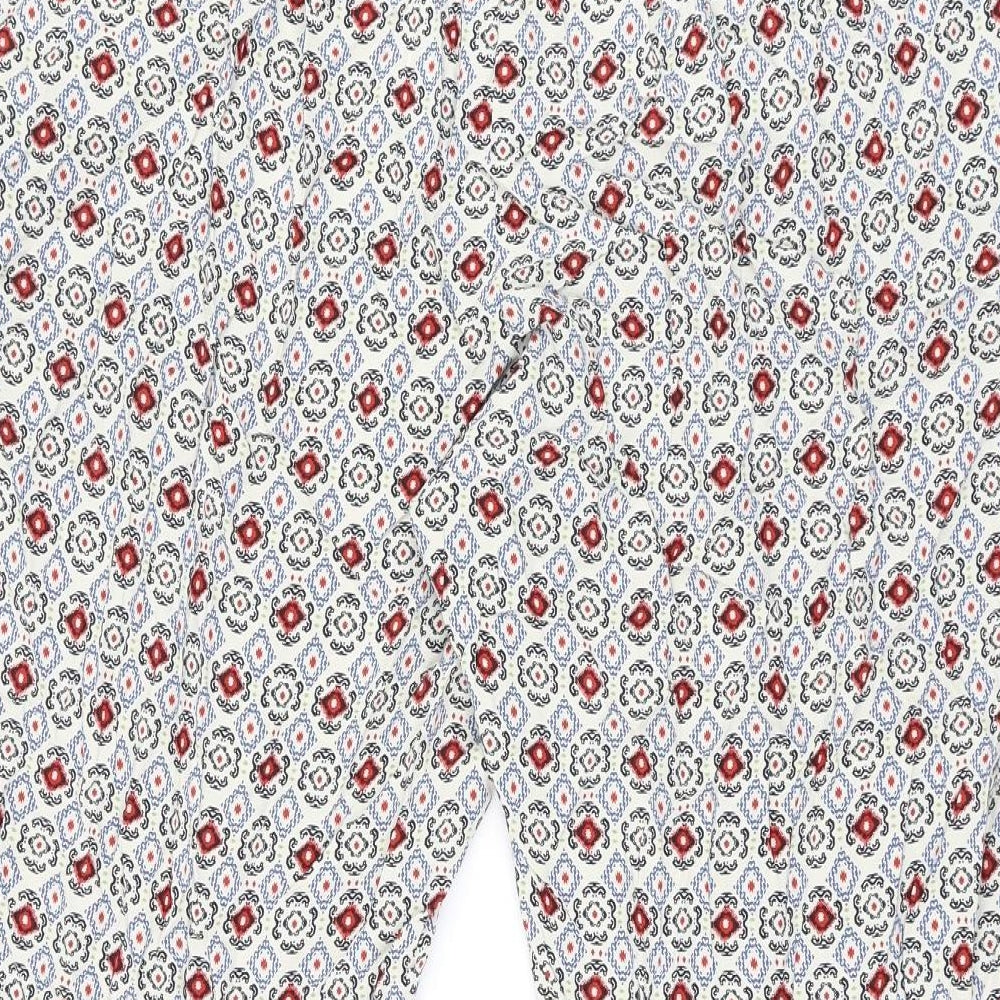 Marks and Spencer Womens Ivory Geometric Viscose Trousers Size 22 L26.5 in Regular