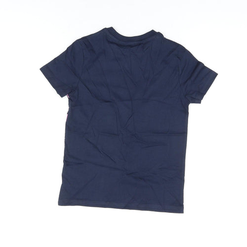 Marks and Spencer Boys Blue Cotton Basic T-Shirt Size 6-7 Years Round Neck Pullover - Next Level