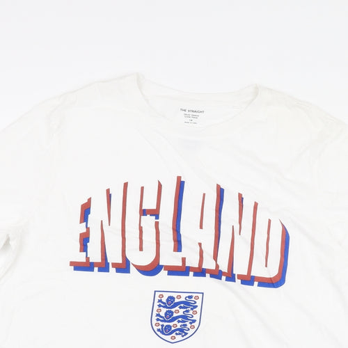 Marks and Spencer Womens White Cotton Basic T-Shirt Size 14 Round Neck - England