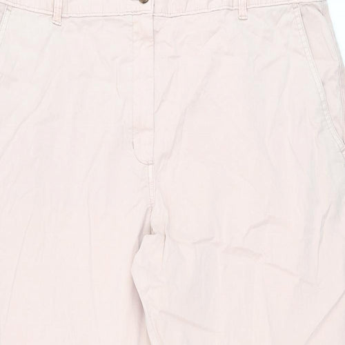 Marks and Spencer Womens Pink Cotton Chino Trousers Size 20 L26.5 in Regular Zip