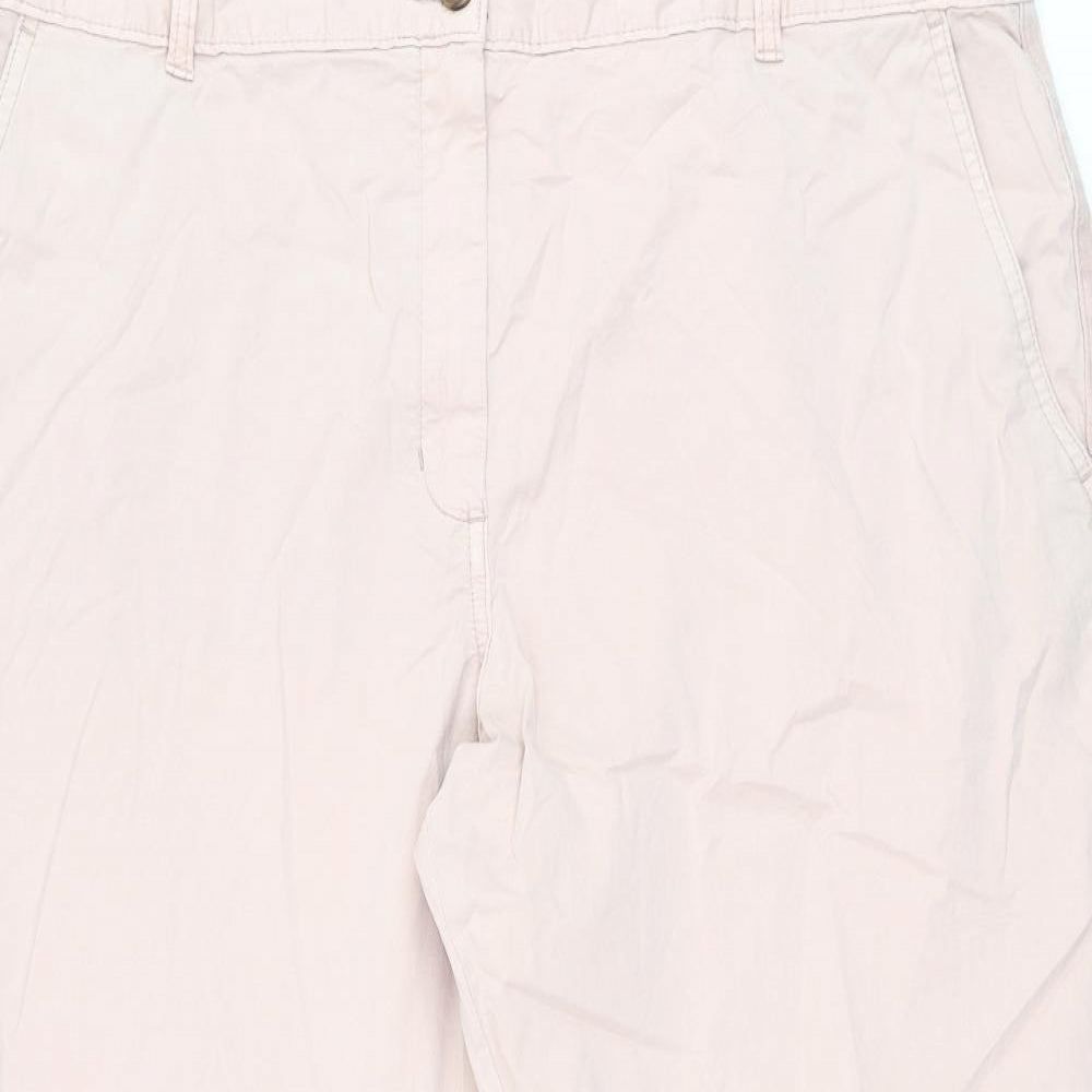 Marks and Spencer Womens Pink Cotton Chino Trousers Size 20 L26.5 in Regular Zip
