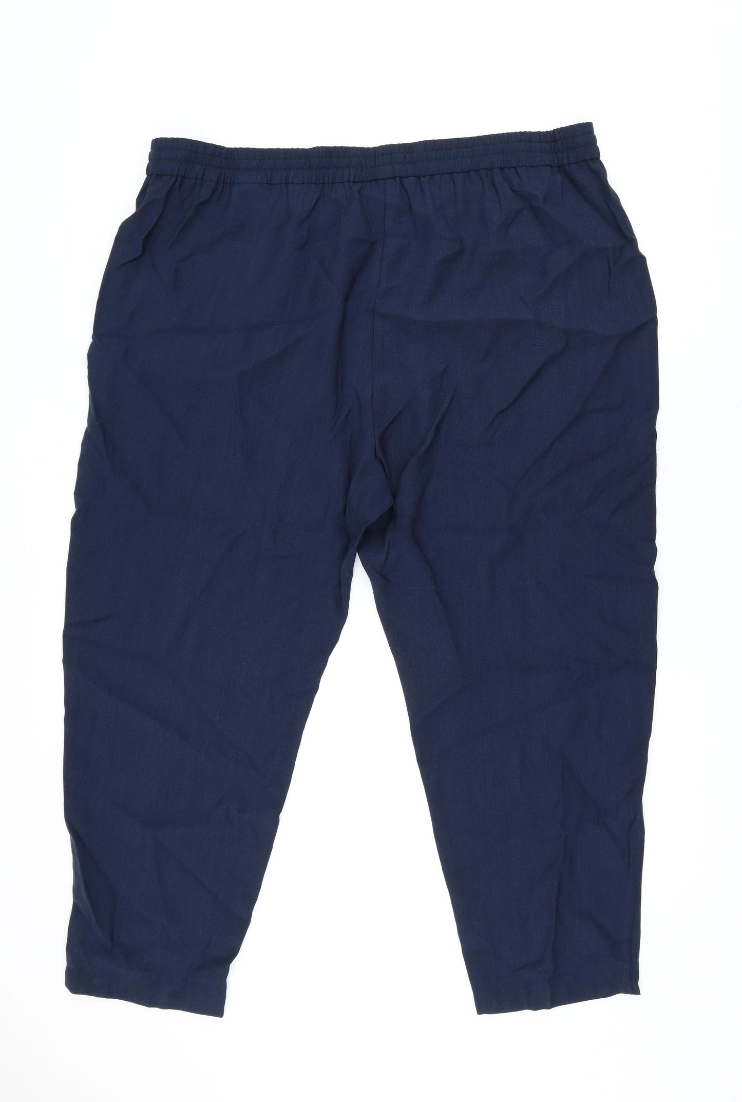 Marks and Spencer Womens Blue Lyocell Trousers Size 22 L26.5 in Regular Drawstring