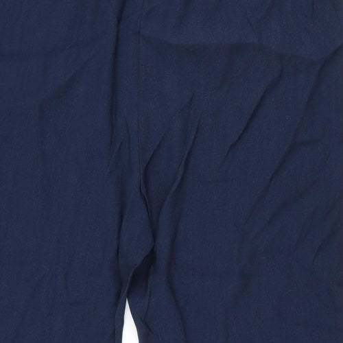 Marks and Spencer Womens Blue Lyocell Trousers Size 22 L26.5 in Regular Drawstring