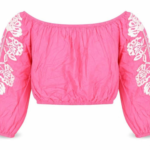 Marks and Spencer Womens Pink Floral Cotton Basic T-Shirt Size 16 Off the Shoulder