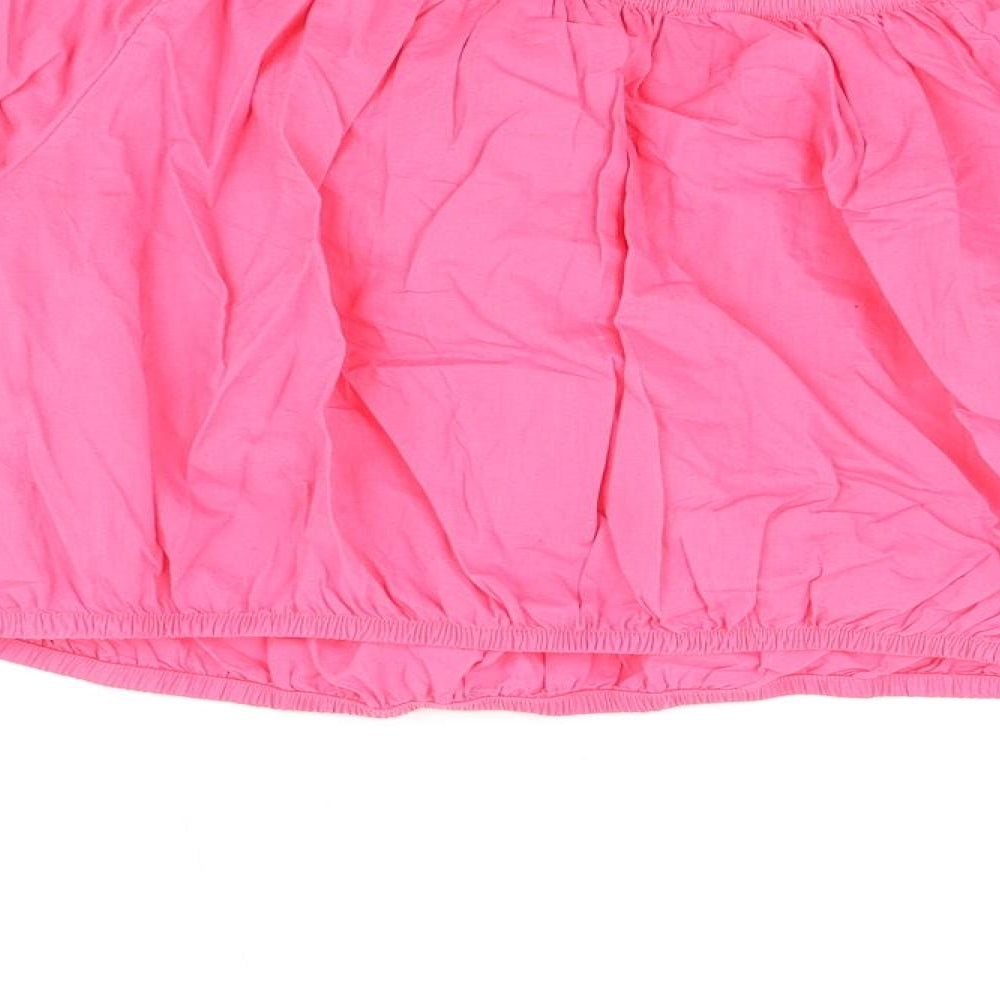 Marks and Spencer Womens Pink Floral Cotton Basic T-Shirt Size 16 Off the Shoulder