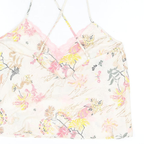 Marks and Spencer Womens Pink Floral Polyester Cami Pyjama Top Size 16