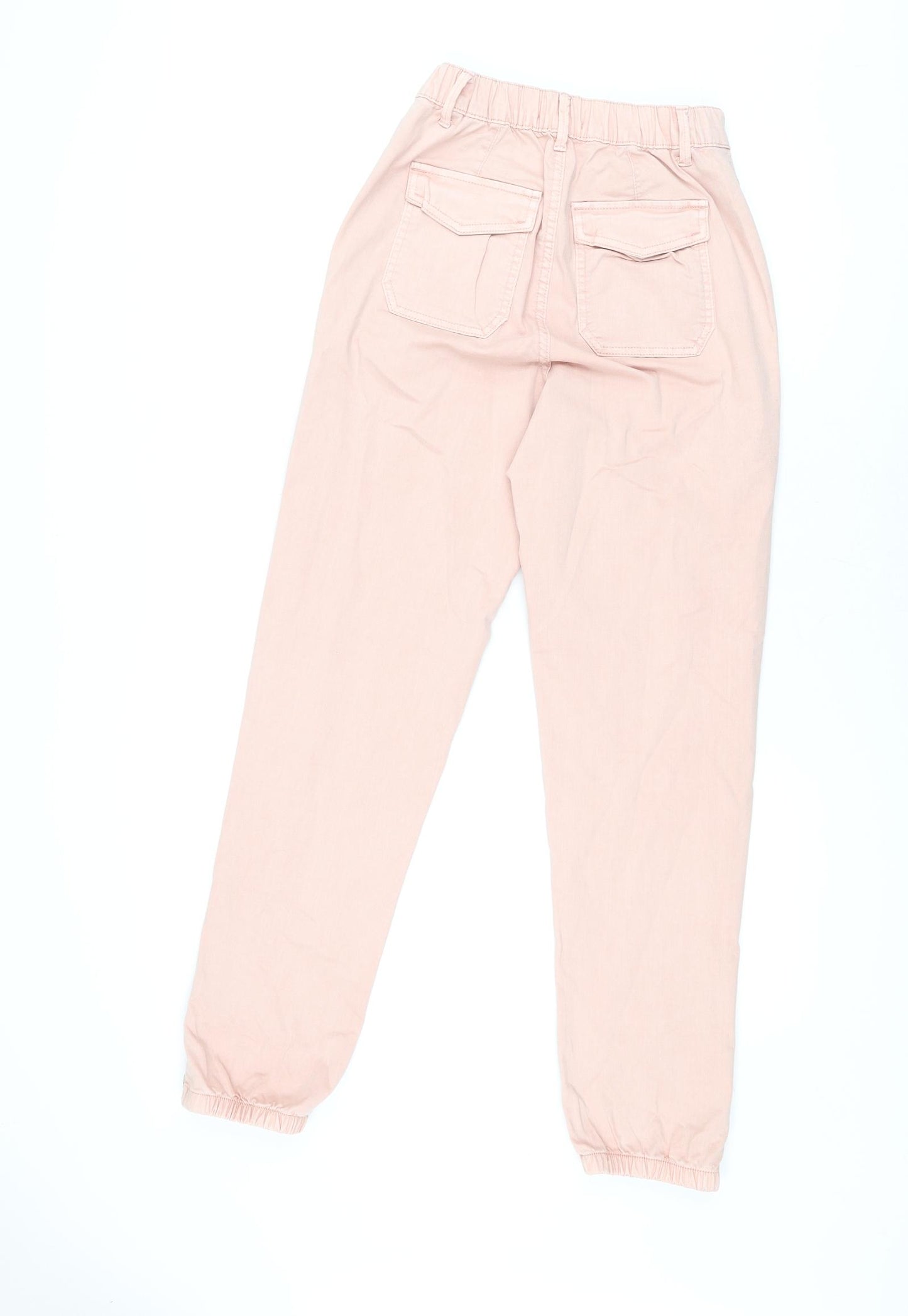 Marks and Spencer Womens Pink Cotton Trousers Size 6 L29.5 in Regular Zip